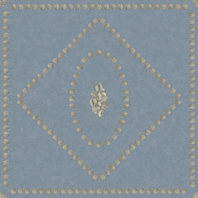 Cole & Son Conchiglie Wallpaper in Gilver on Denim